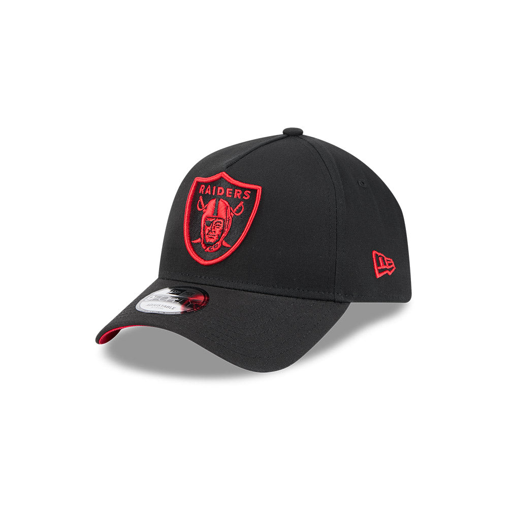 Las Vegas Raiders Hat - Black Scarlet Red 9Forty A-Frame NFL Snapback Cap - New Era